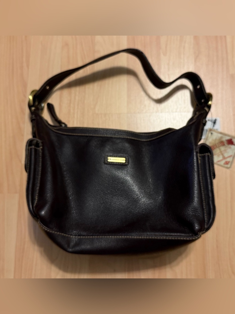 Caribbean Joe Brown Leather Shoulder Purse Bag Clutch Women's New NWT